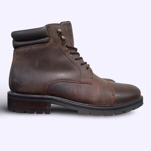 Aldo Dark Brown Leather Lace-Up Boots